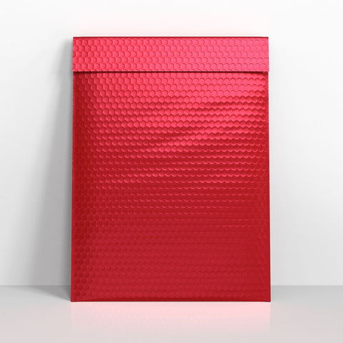 Red Metallic Finish Bubble Bag Mailers