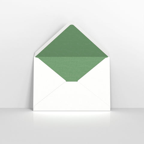 White & Green Fancy Paper Lined Envelopes