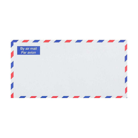Hvid konvolut til luftpost med chevronkant 110x220 mm (DL)
