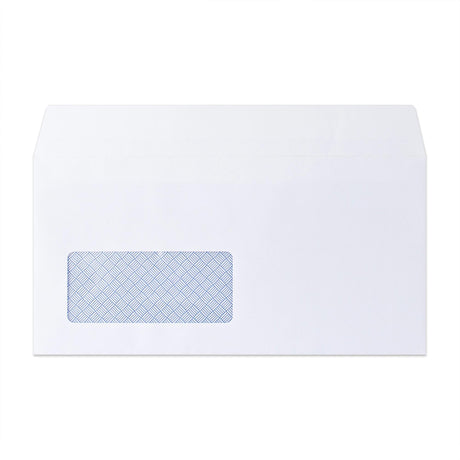 Hvid kuvert med indvendigt tryk – med rude 110x220 mm (DL) 100gr/m²