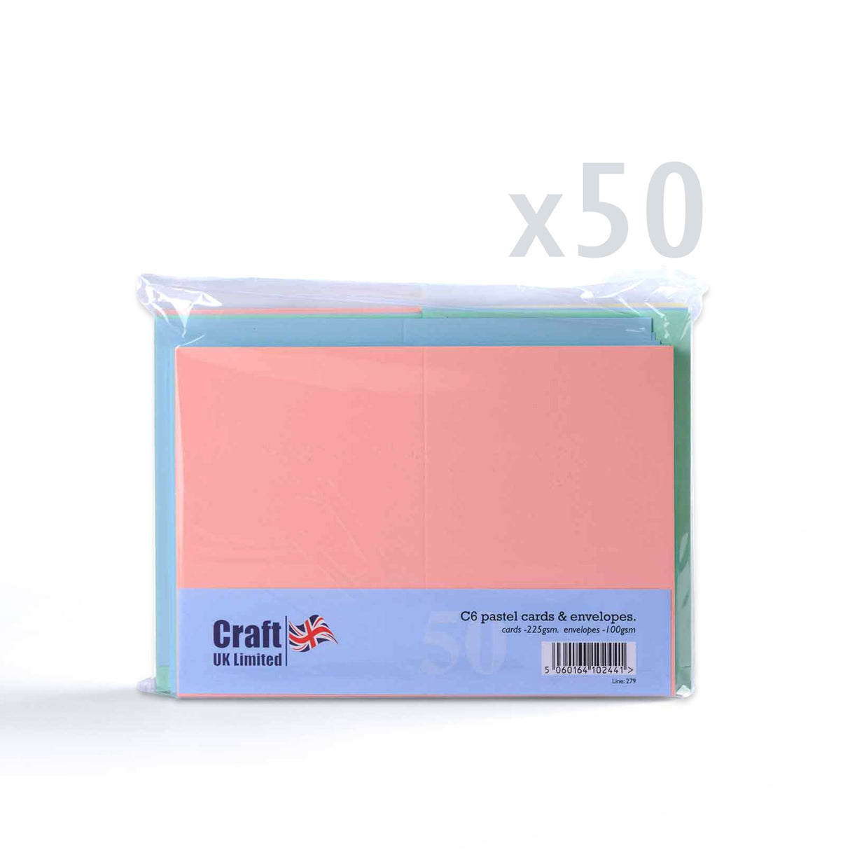 Įvairių spalvų pastelinės atvirutės (225 g/m²) ir vokai (100 g/m²)