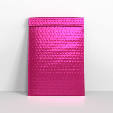 Hot Pink Metallic Finish Bubble Bag Mailers