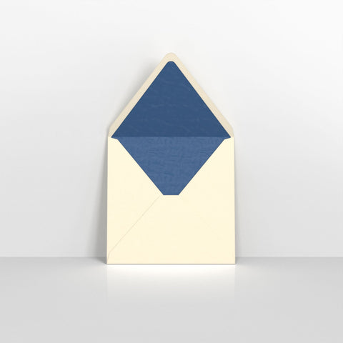 Ivory & Blue Fancy Paper Lined Envelopes