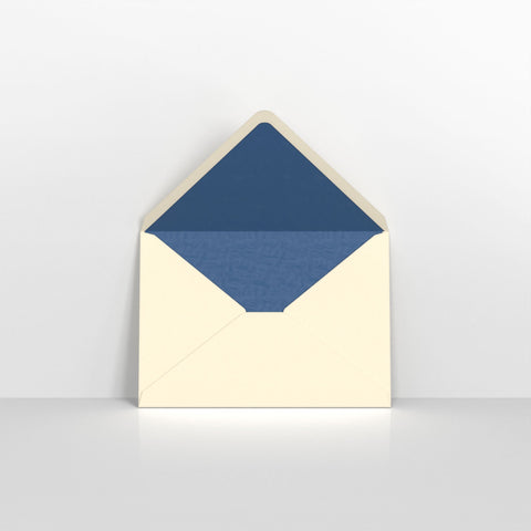 Ivory & Blue Fancy Paper Lined Envelopes