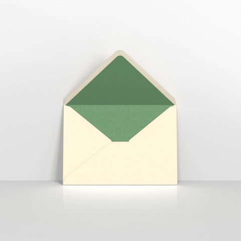 Ivory & Green Fancy Paper Lined Envelopes