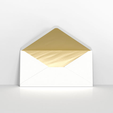 White & Gold Fancy Foil Lined Envelopes