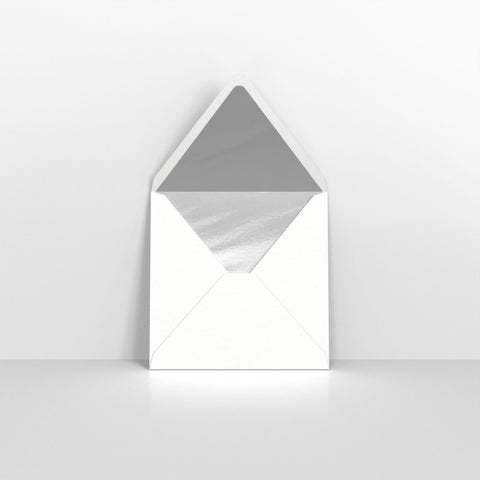 White & Silver Fancy Foil Lined Envelopes