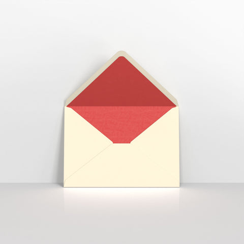 Ivory & Red Fancy Paper Lined Envelopes