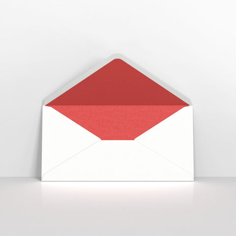 White & Red Fancy Paper Lined Envelopes