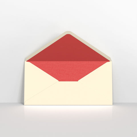 Ivory & Red Fancy Paper Lined Envelopes